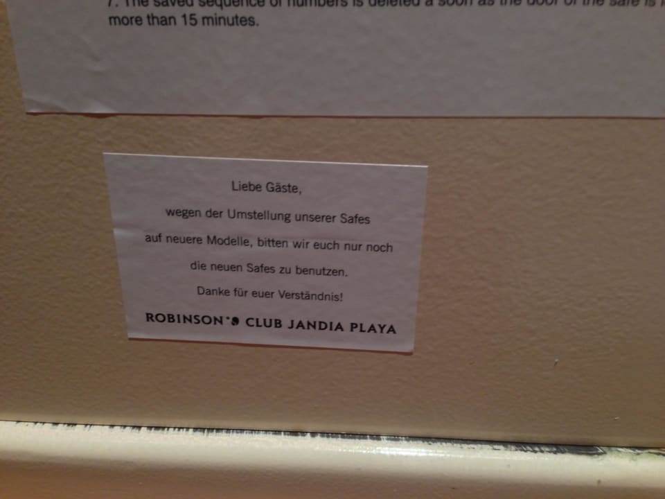 Zi 1901 Nicht-Benutzungshinweis ROBINSON JANDIA PLAYA