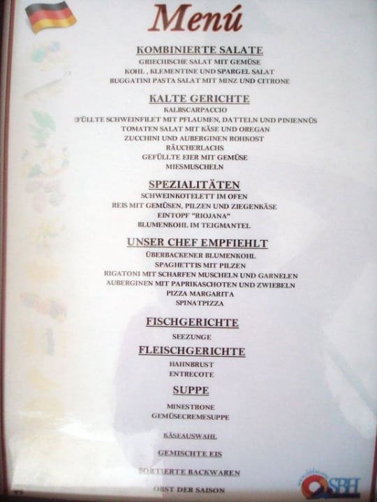 Menü vom Abendbuffet SBH Hotel Costa Calma Palace