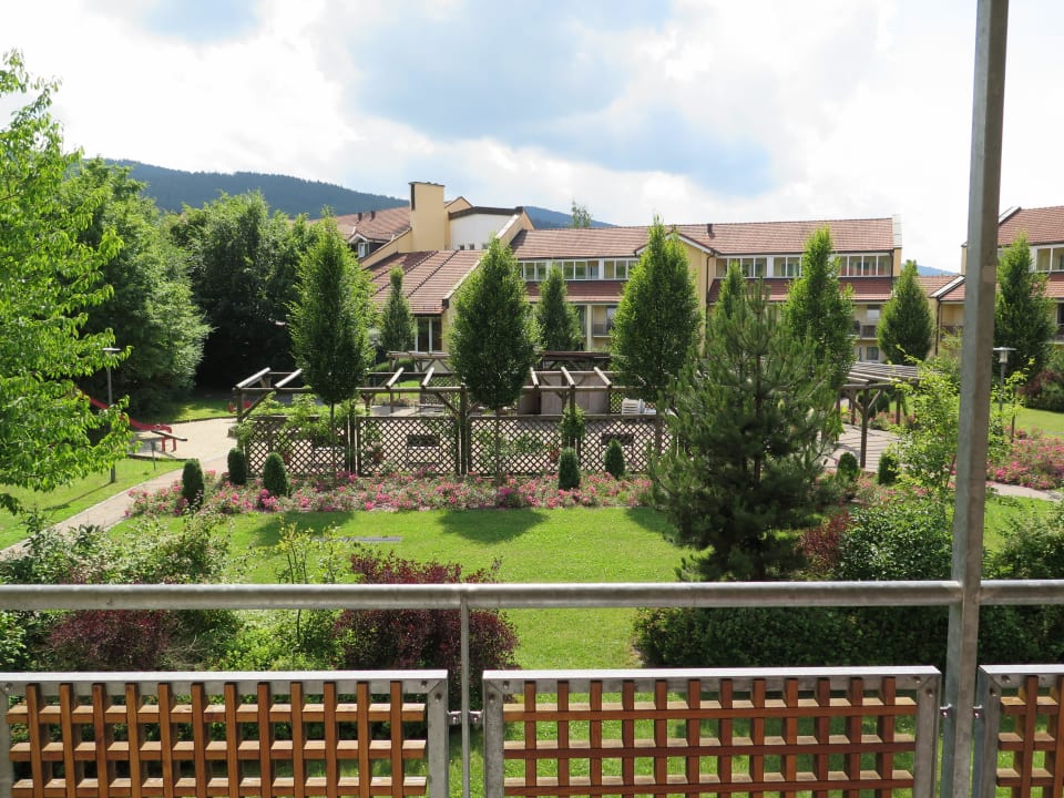 Ausblick auf Gartenanlage Rosengarten Hotel Herzog Heinrich
