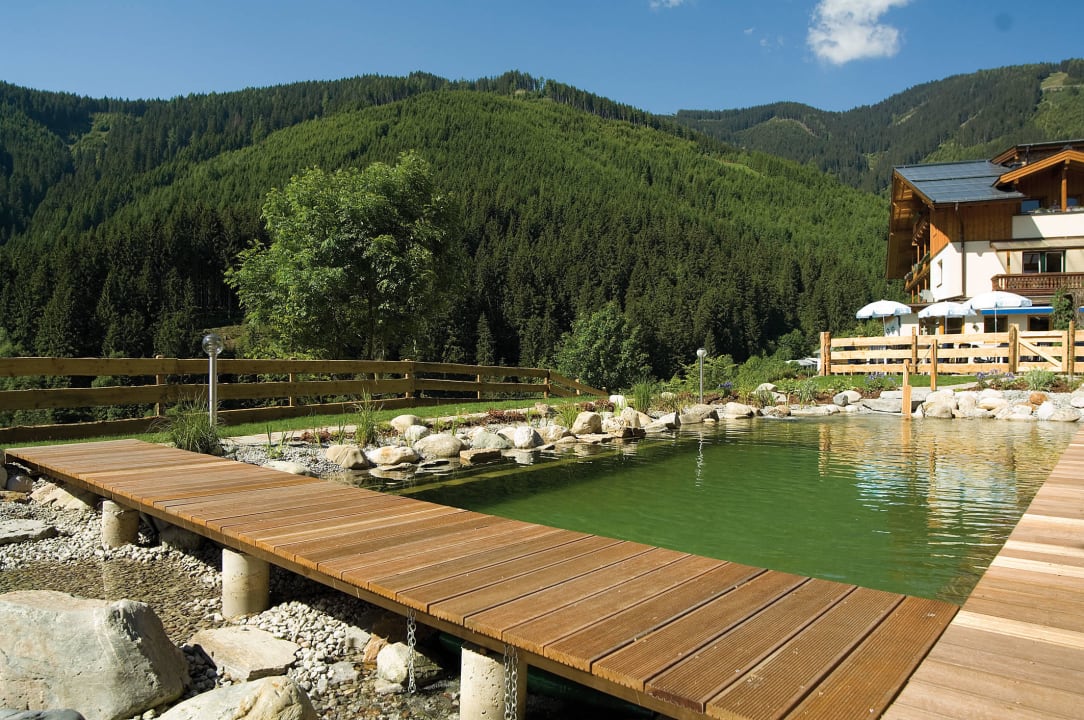 Hotel - Teich mit Ausblick auf Bergwelt Gartenhotel Daxer