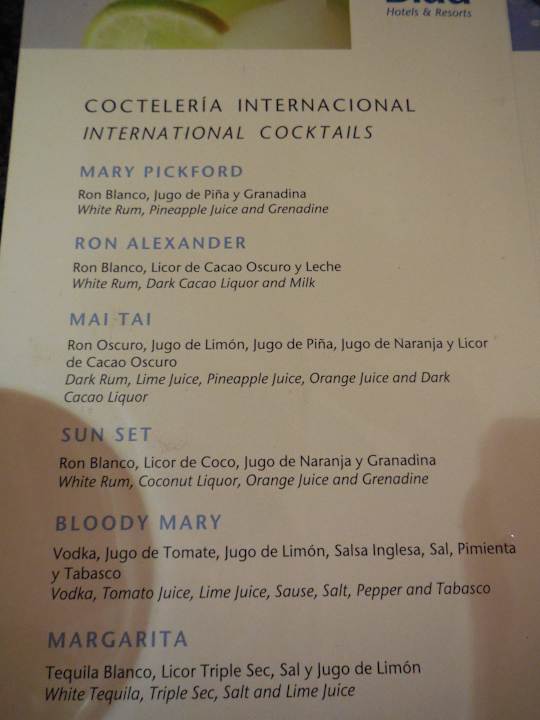 Cocktailkarte Blau varadero - Adults only