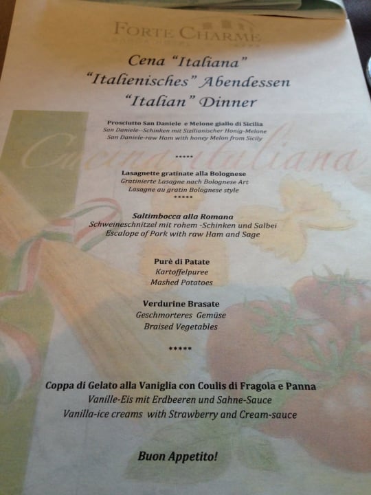 Italienischer Abend….Seeeehr lecker Garda Hotel Forte Charme