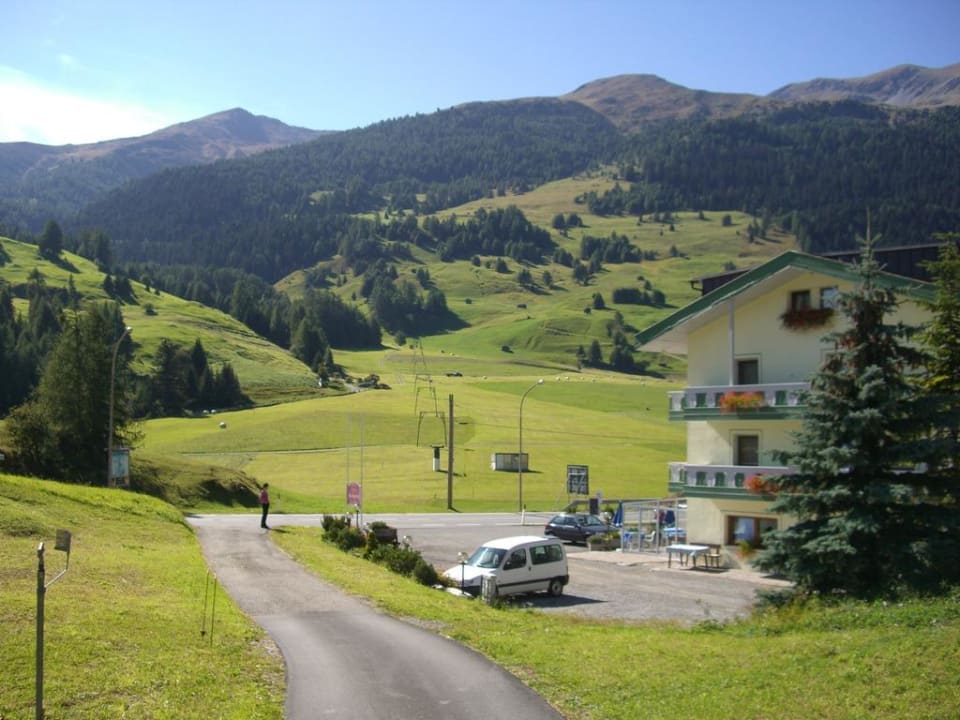 Blick auf die Bergwiesen vor dem Hotel Hotel Reschnerhof