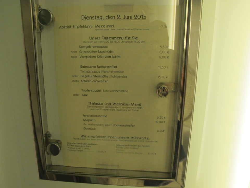 Das Menü zum Abend Strandhotel Georgshöhe