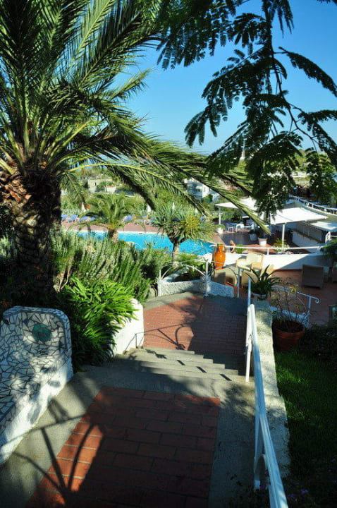 Blick zu Restaurant und Pool Hotel Paradiso Terme Resort & SPA