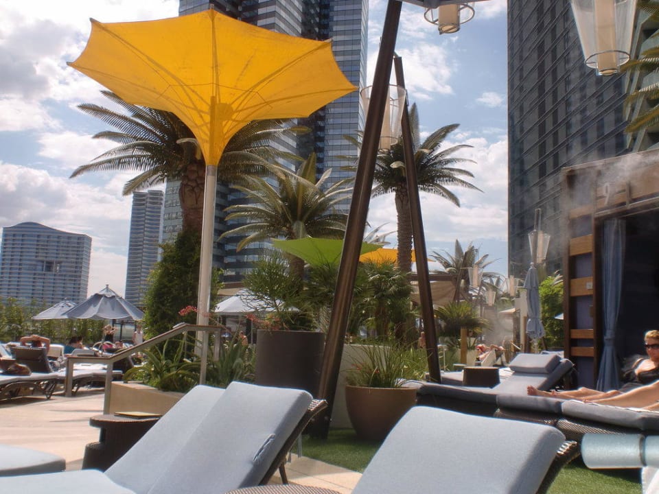 Liegestühle in der Garten- und Poolanlage The Cosmopolitan of Las Vegas