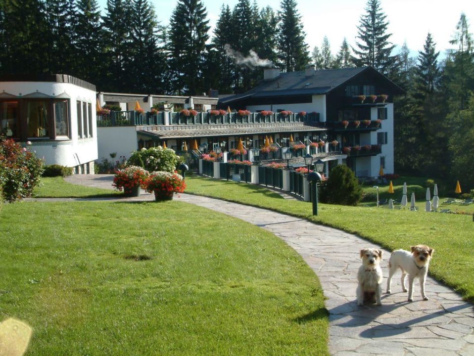 Auf dem Weg zur sonnigen Frühstücksterrasse Alpin Resort Sacher Seefeld-Tirol