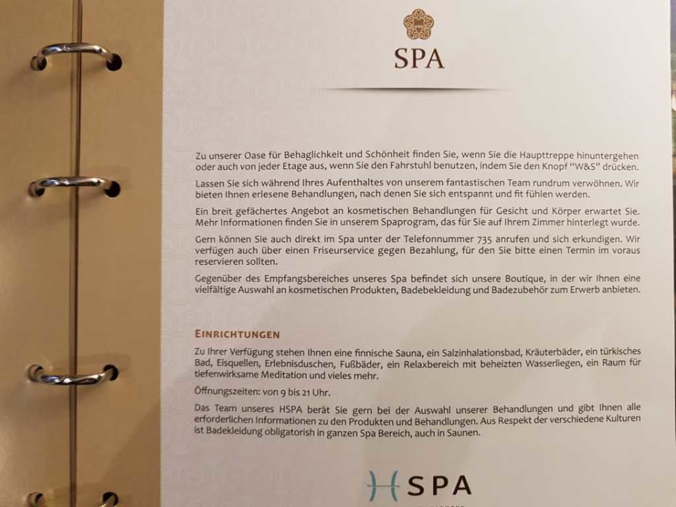 Die Zimmermappe  GPRO Valparaiso Palace & Spa