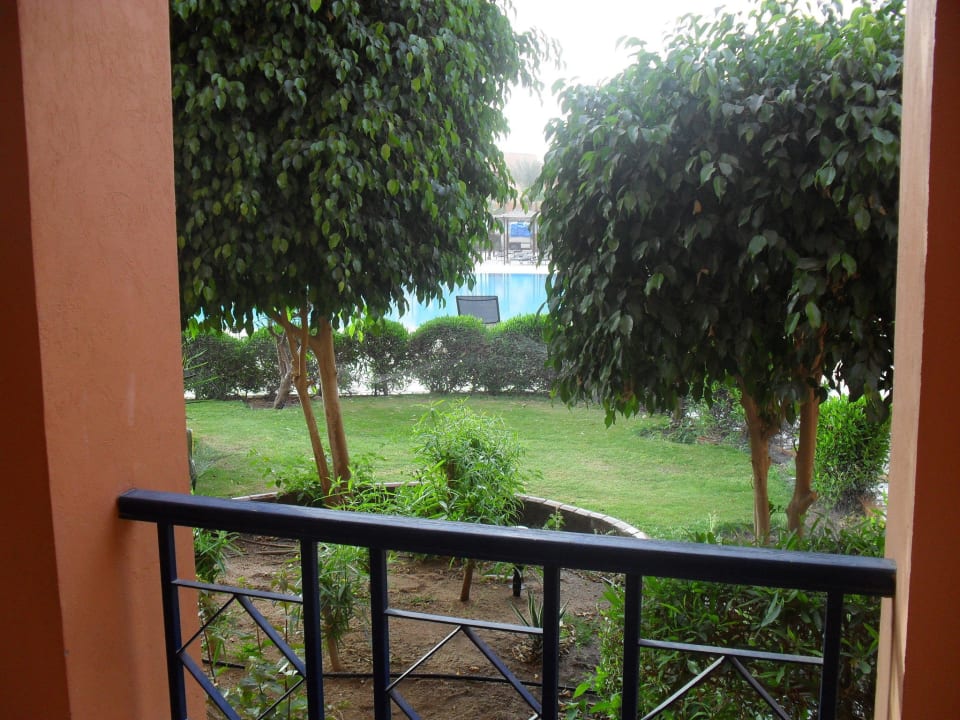 Ausblick von der Terrasse zum Pool Jaz Makadi Oasis Resort