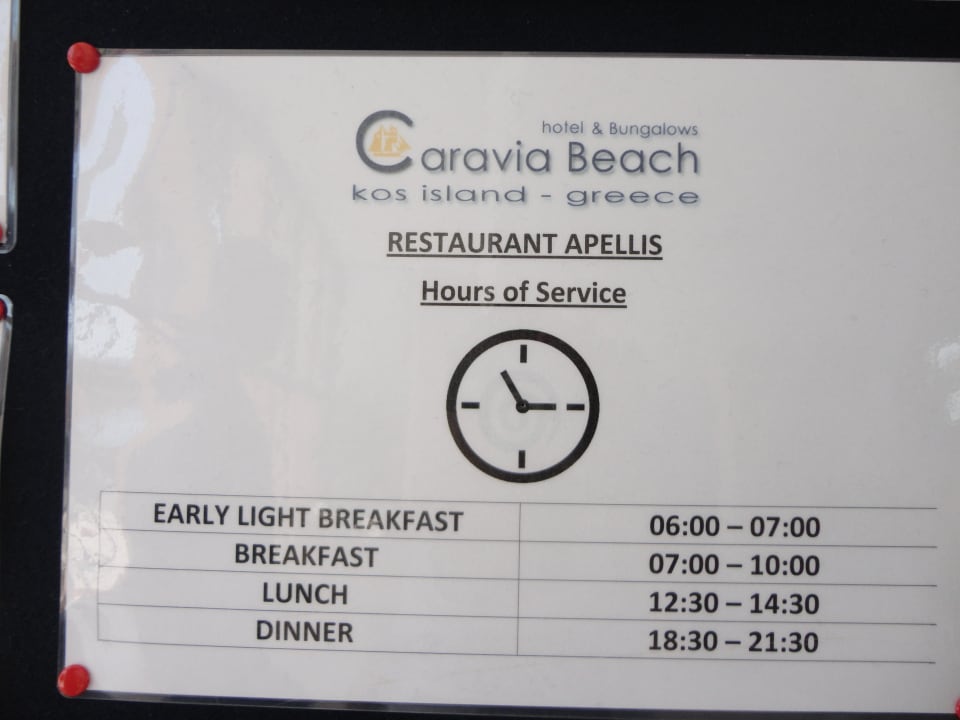 Godziny posiłków Caravia Beach Hotel