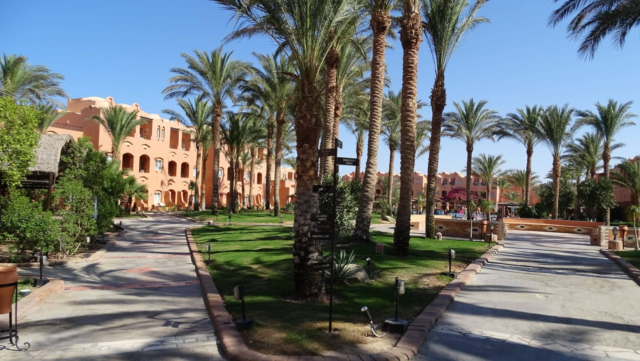 Gartenansicht vom Wellnessbereich in Richtung Pool Jaz Makadi Oasis Resort