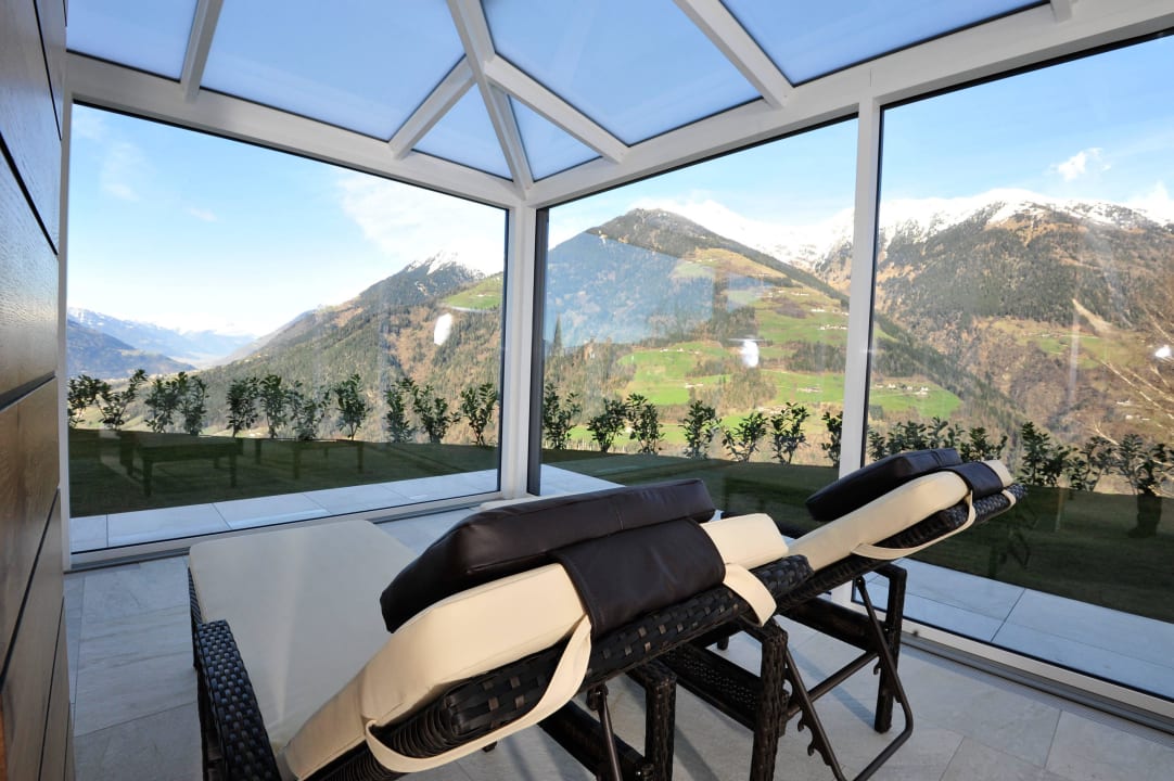 Unser neues Hallenbad mit Aussicht Hotel Mitlechnerhof