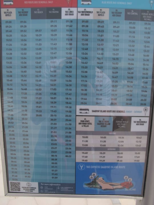 Fahrplan YAS-Shuttle Crowne Plaza Hotel Yas Island