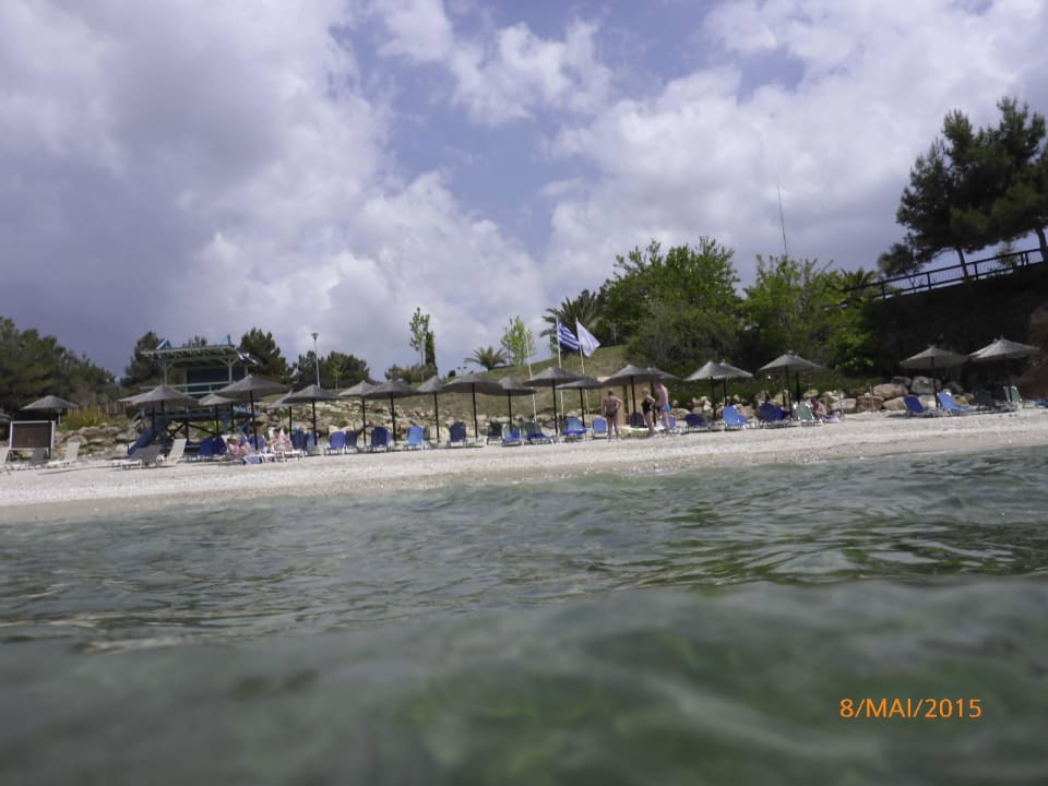 Strand vom Wasser aus Alexandra Beach Thassos Spa Resort