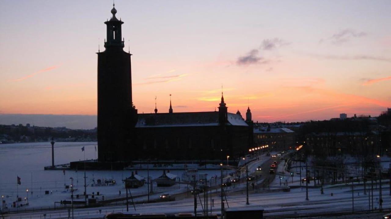 Sunset and city hall Hotel Sheraton Stockholm