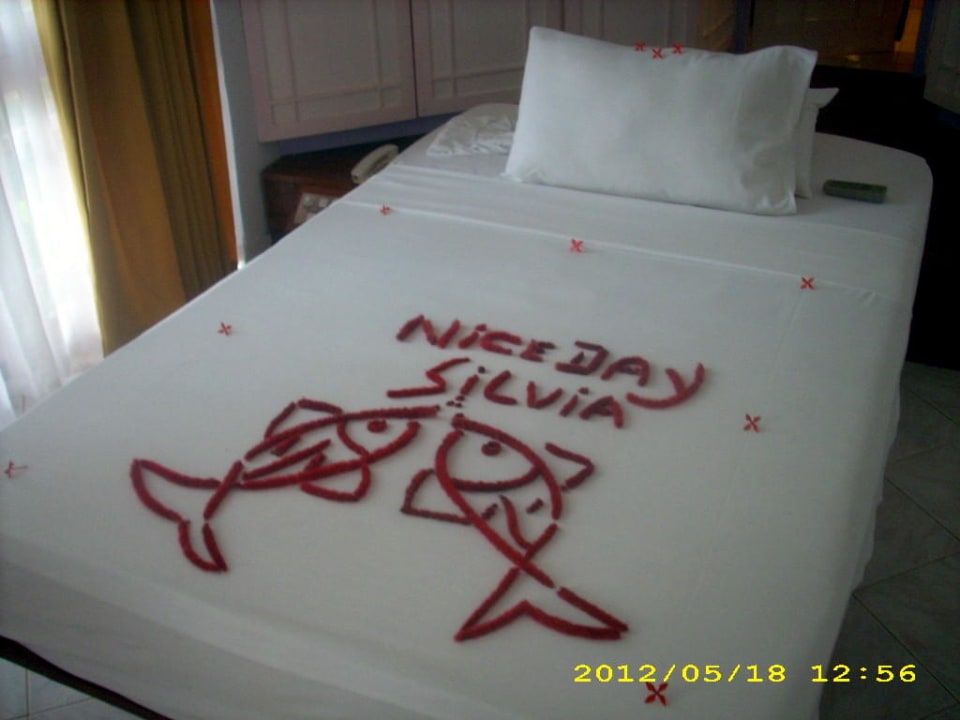 Und jeden Tag ein anderer Bettschmuck Aida Ayurveda Resort & Spa