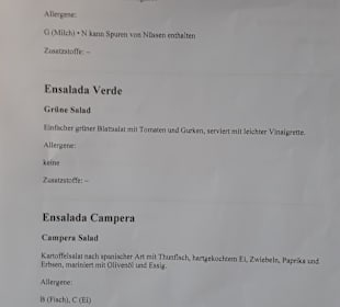 Speisekarte La vie est belle