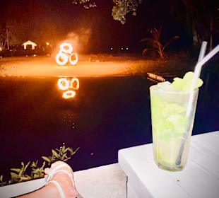 Chillen bei Feuer Show 