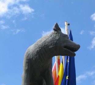 Romolus and remus with wolf