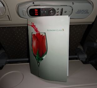 Speisekarte Singapur Airline