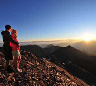 Wandern im Sonnenuntergang