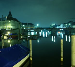 At night