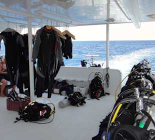 Eines der Boote der Orca Tauchbasis