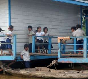 Schwimmende Schule auf dem See