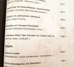 Speisekarte Vorspeisen