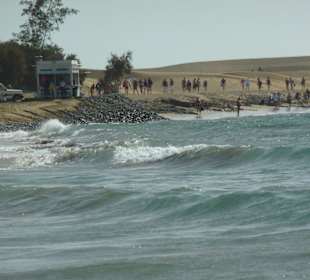 Steiniger Abschnitt am Strand