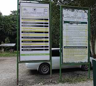 Preistafel für den Jozani Nationalpark