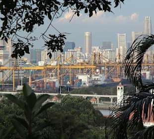 Blick auf Hafen und Skyline