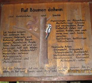 Hinweistafeln begleiten den Weg