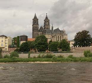 Elbe-Schifffahrt: Blick zur Altstadt Magdeburg