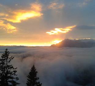 Ausblick vom Gastgarten auf den Hochkönig