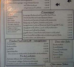 Capitänshaus - die Tageskarte