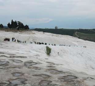 Kalksinterterrassen mit dem Fußweg nach unten
