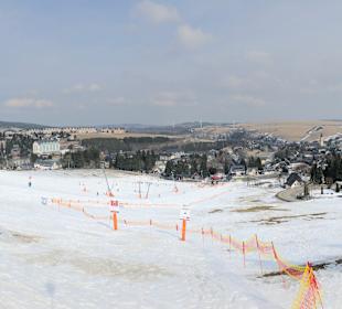 Blick vom „Pistenblick“ der Hotelpistenhütte