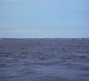 Blick von Mole Nowa Pasleka über Haff nach Rußland