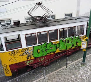Tram am oberen Ende der Strecke