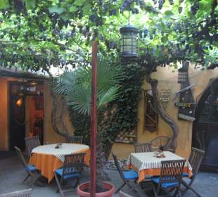 Genießen unter Reben und Weintrauben