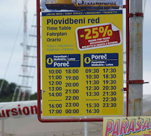 Preistafel für Boot