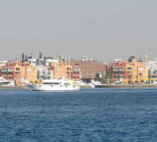 Delfinausflug mit Mo: Blick vom Meer auf Hurghada