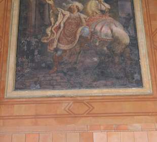 Wandbilder in der Wandelhalle der Trinkhalle