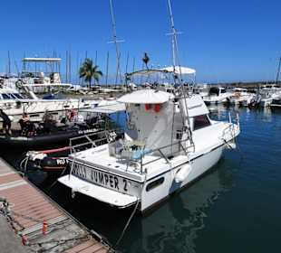 Boote an den Stegen des Hafens von Saint Gilles