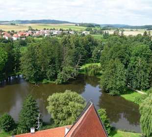 Blick auf einen der Teiche und das Umland