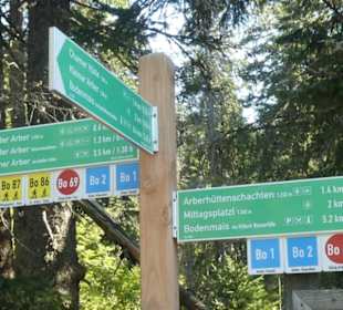 Wegweiser, u.a. zum Großen und Kleinen Arber