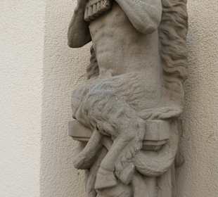 Pan, der griechische Hirtengott an der Wandelhalle