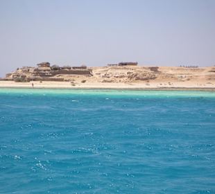 Blick vom Schnorchelboot auf die Giftun Insel