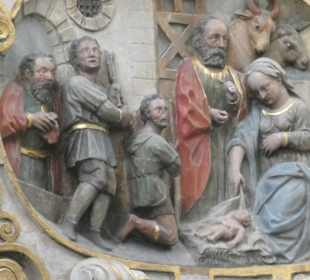 Detailansicht vom Alabaster-Epitaph in St. Moriz